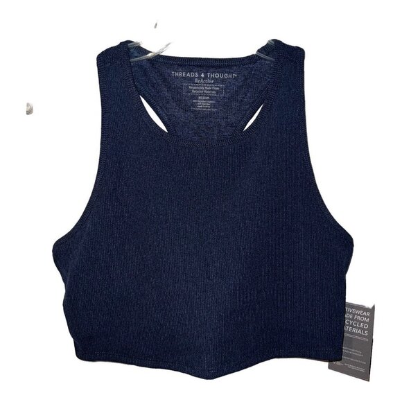THREADS 4‎ THOUGHT KENSI RIB SPORTS BRA NAVY BLUE RACERBACK WOMEN MEDIUM NEW - Picture 3 of 10